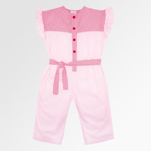 Macacão Infantil Feminino Pantacourt Listrado Color - ROSA