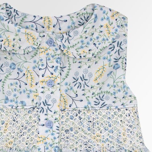 Vestido Infantil Feminino Algodão Egípcio Estampa Caleidoscópio - AZUL