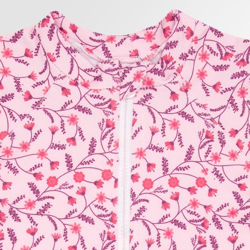 Macacão de Bebê Feminino Manga Curta com Proteção UV50+ Estampa Artsy - ROSA