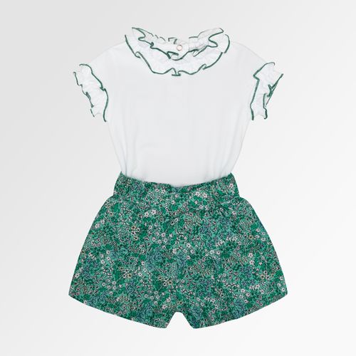 Conjunto de Bebê Feminino Oxford Estampa Picnic - VERDE