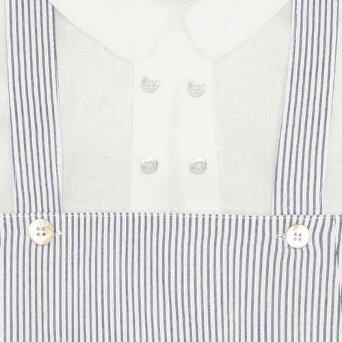 Conjunto de Bebê Masculino Romper Anarruga com Camisa Puro Linho - AZUL MARINHO