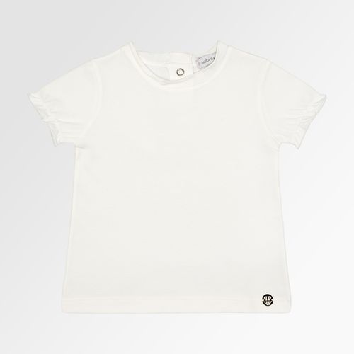 Blusa de Bebê Feminina Manga Curta Cotton Frufru - OFF WHITE