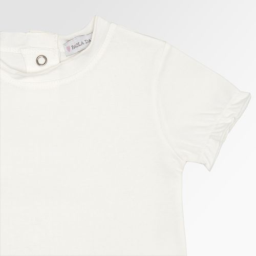 Blusa de Bebê Feminina Manga Curta Cotton Frufru - OFF WHITE