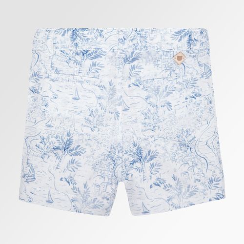 Bermuda de Bebê Masculina Forrada Estampa Barcos - AZUL