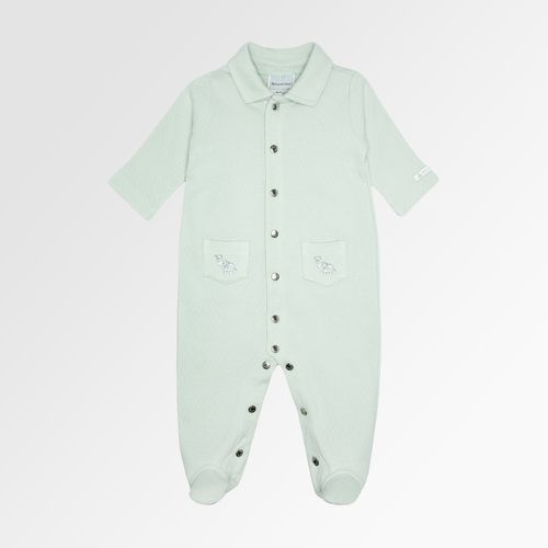 Macacão de Bebê Masculino Longo Dadinho Polo Bordado Elefante - VERDE