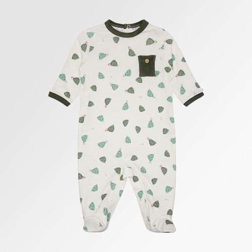 Macacão de Bebê Masculino Longo Algodão Egípcio Tartarugas com Bolso - VERDE