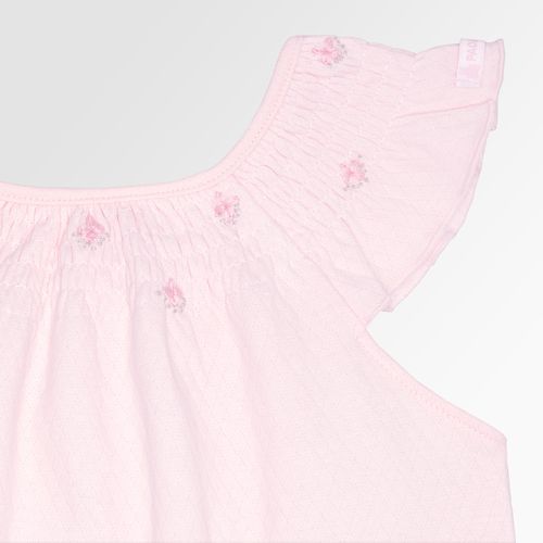 Macacão de Bebê Feminino Curto Dadinho com Detalhe Lastex - ROSA BEBE