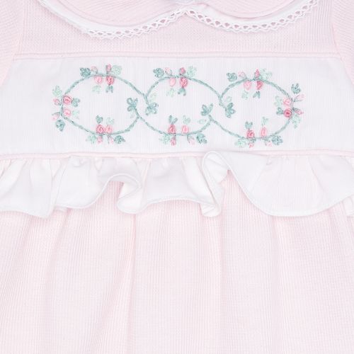 Macacão de Bebê Feminino Longo Ponto Roma Gola com Bordado - ROSA