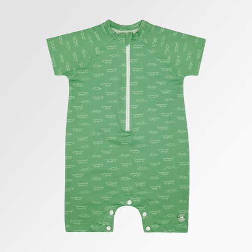 Macacão de Bebê Masculino Manga Curta com Proteção UV50+ Estampa Jacaré - VERDE