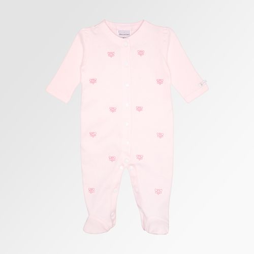 Macacão de Bebê Feminino Longo Algodão Egípcio Bordado Abelhas - ROSA