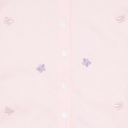 Macacão de Bebê Feminino Longo Algodão Egípcio Bordado Borboletas - ROSA