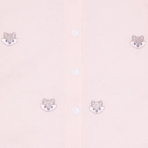 Macacão de Bebê Feminino Longo Algodão Egípcio Bordado Raposas - ROSA