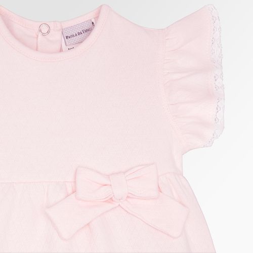 Macacão de Bebê Feminino Curto Dadinho com Laço - ROSA BEBE