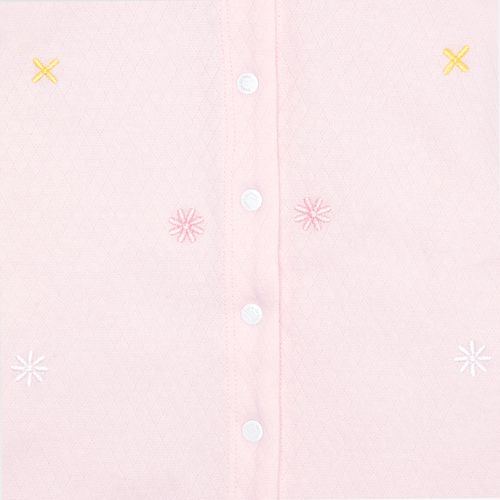 Macacão de Bebê Feminino Curto Dadinho Bordado Flores - ROSA BEBE