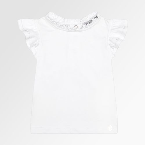 Blusa de Bebê Feminina Manga Curta Gold com Babados na Gola - BRANCO