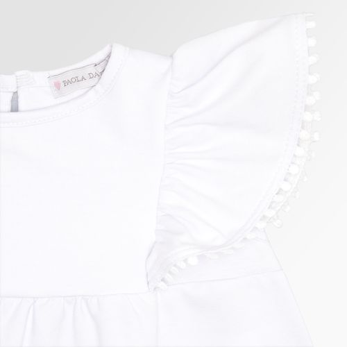 Blusa de Bebê Feminina Manga Curta Cotton com Babados - BRANCO