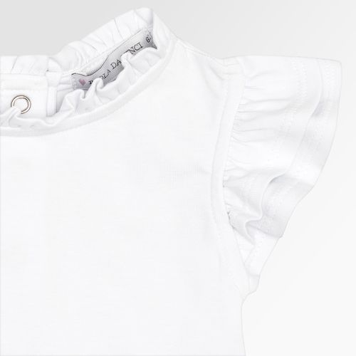 Blusa de Bebê Feminina Manga Curta Gold com Babados na Gola - BRANCO
