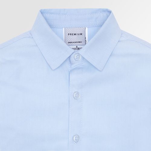 Camisa de Bebê Masculina Manga Longa Coral Fio 60 com Pregas - AZUL BEBE