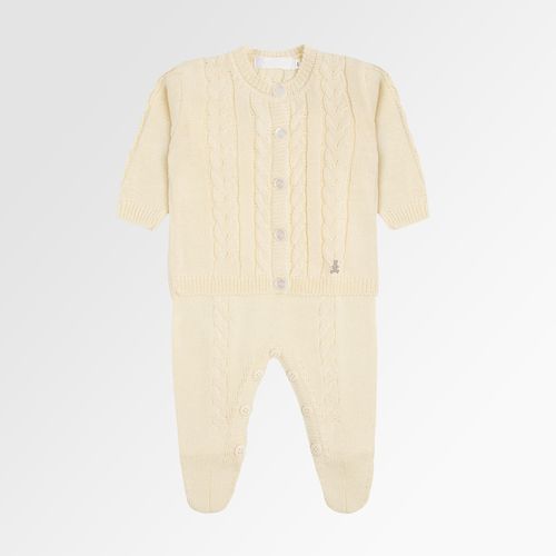 Saída de Maternidade Unissex Tricot Ponto Trança - AMARELO