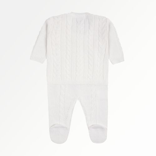 Saída de Maternidade Unissex Tricot Ponto Trança - BRANCO