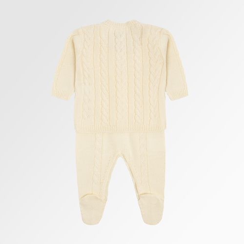 Saída de Maternidade Unissex Tricot Ponto Trança - AMARELO