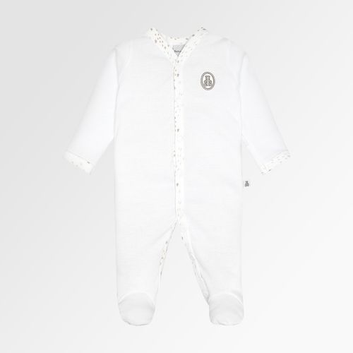 Macacão de Bebê Unissex Prematuro Longo Detalhe Estrelas - BRANCO