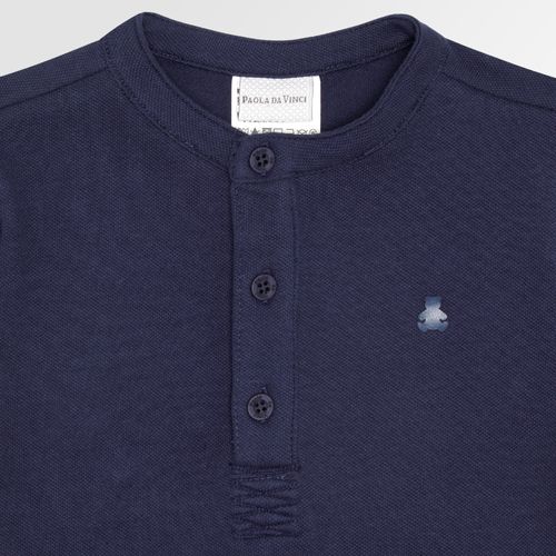 Camiseta de Bebê Masculina Bata Manga Curta Piquet - AZUL MARINHO
