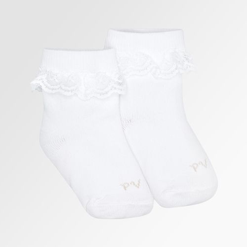 Meia de Bebê Feminina com Renda - BRANCO