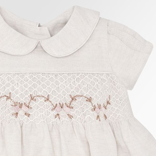 Vestido de Bebê Feminino Linen Fresh Ponto Smock - CRU