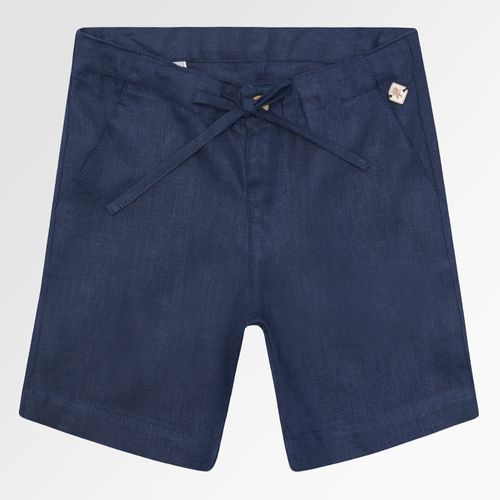Bermuda Infantil Masculina Puro Linho com Bolso - AZUL MARINHO