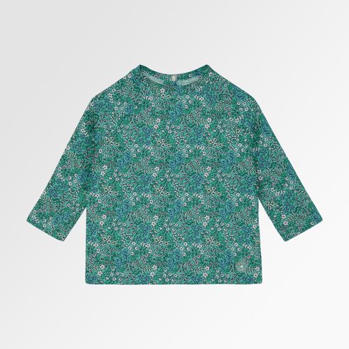 Camiseta de Bebê Feminina Manga Longa com Proteção UV50+ Estampa Picnic - VERDE