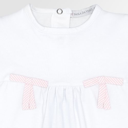Bata de Bebê Feminina Manga Curta Cotton Gold com Laço - BRANCO