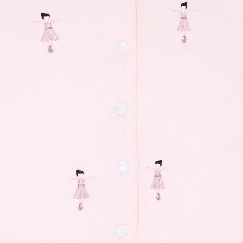 Macacão de Bebê Feminino Curto Bordado Bailarinas - ROSA BEBE