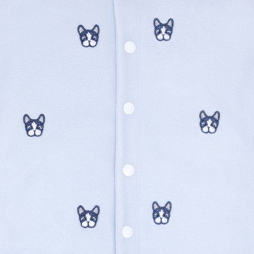 Macacão de Bebê Masculino Longo Microsoft Bordado Bulldog - AZUL BEBE
