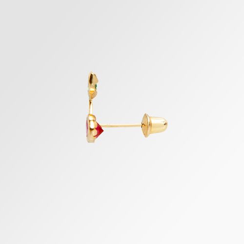 Brinco de Bebê Feminino Cerejinha de Pedrinhas 3mm Ouro 18k - UNICO
