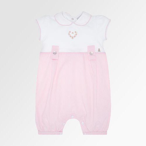 Romper de Bebê Feminino Algodão Egípcio com Bordado Floral - ROSA