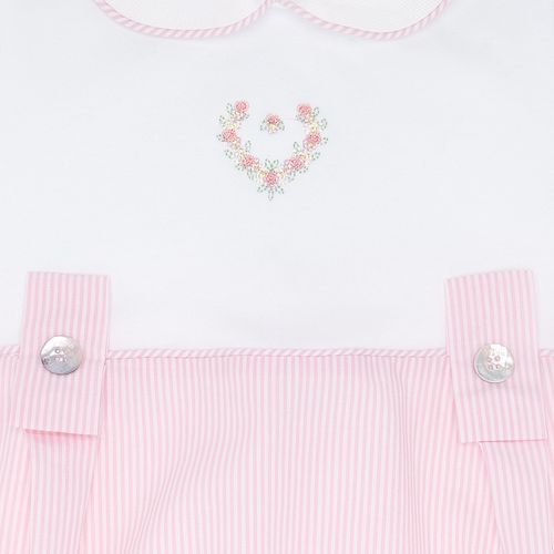 Romper de Bebê Feminino Algodão Egípcio com Bordado Floral - ROSA