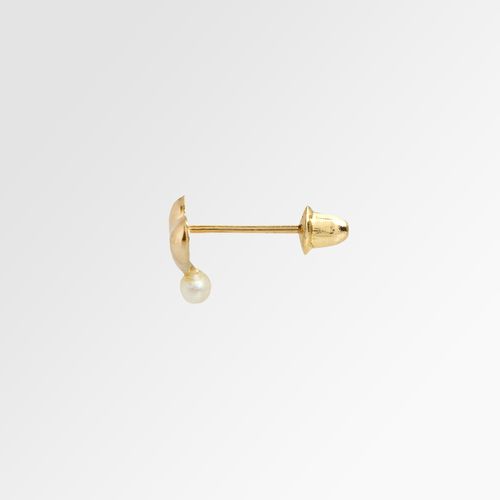 Brinco de Bebê Feminino Coração com Pérola Fixa 2,5mm Ouro 18k - UNICO