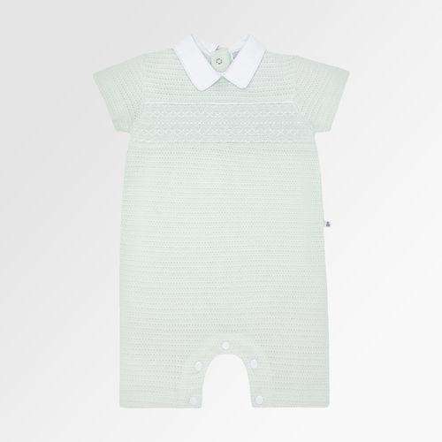 Macacão de Bebê Feminino Curto Tricot Jetty Ponto Smock - VERDE