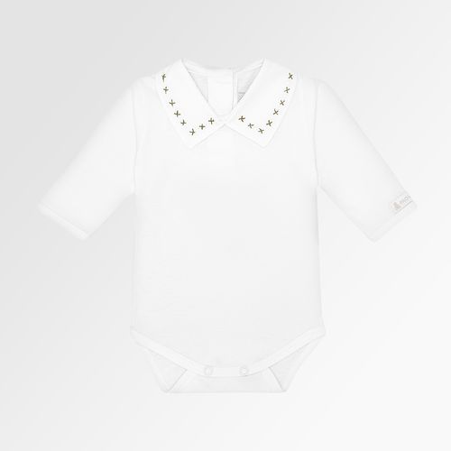Body de Bebê Masculino Manga Longa com Bordado em X - VERDE/BCO