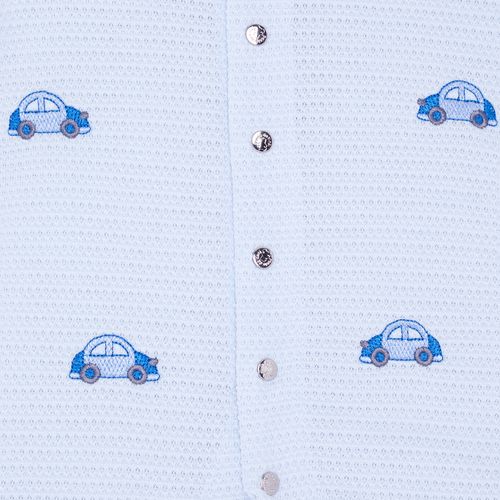 Macacão de Bebê Masculino Longo Tricot Jetty Bordado Carro - AZUL BEBE