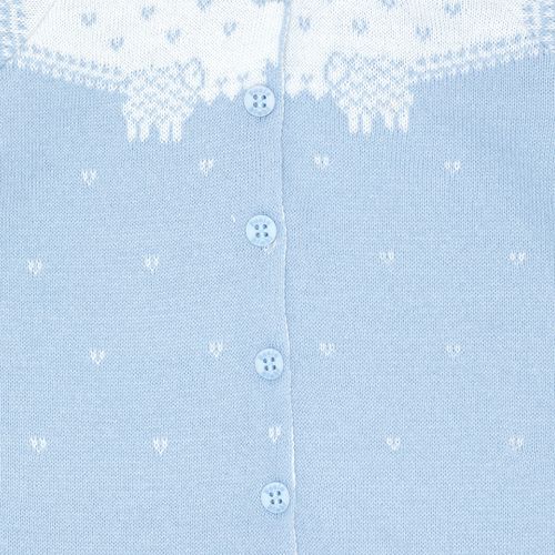 Macacão de Bebê Longo Tricot Jacquard Ovelha com Touca e Sapatinho - AZUL