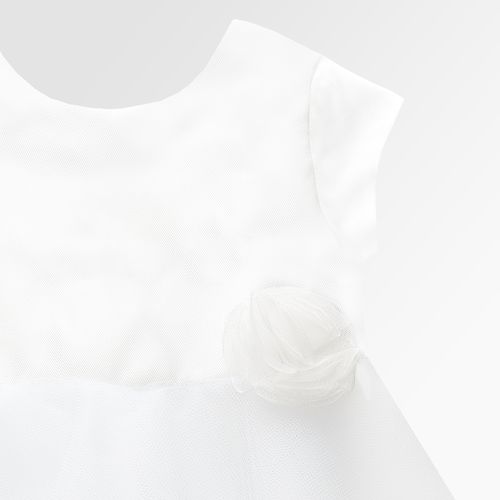 Vestido de Festa de Bebê Feminino Zibeline com Flor Tule - BRANCO
