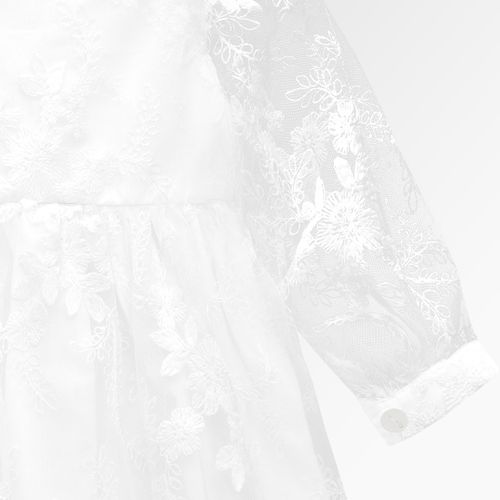 Vestido de Bebê Feminino Renda Manga Longa - BRANCO