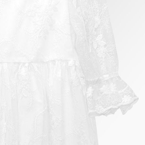 Vestido Infantil Feminino Festa Renda Dominique Manga Longa - BRANCO