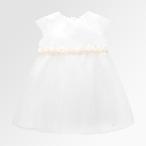 Vestido de Festa Bebê Feminino Tafetá com Bordado Guipir - ROSA