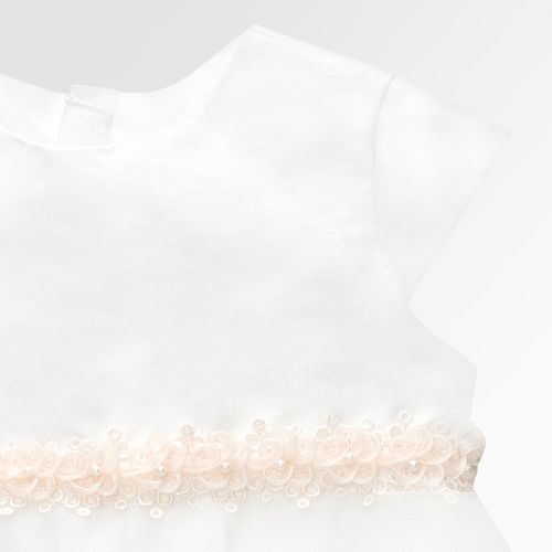 Vestido de Festa Bebê Feminino Tafetá com Bordado Guipir - ROSA
