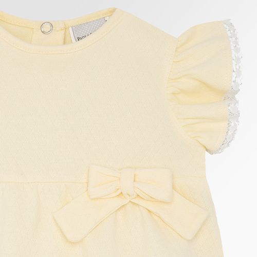 Macacão de Bebê Feminino Curto Dadinho com Laço - AMARELO