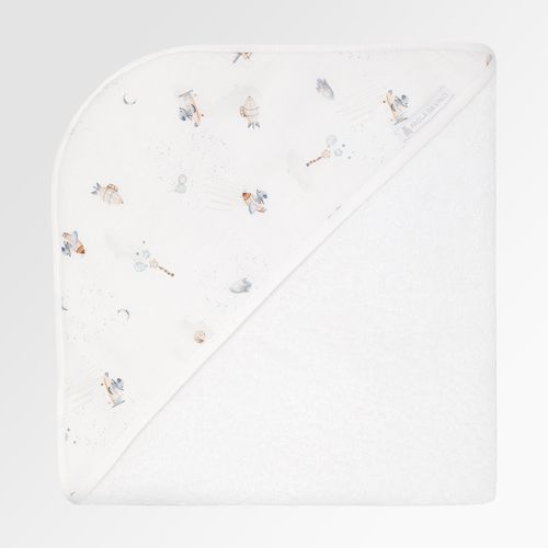 Toalha de Banho de Bebê com Capuz Algodão Egípcio Linho Lunare - BRANCO