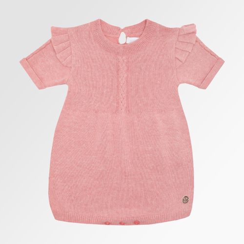 Romper de Bebê Feminino Tricot com Babados - ROSA